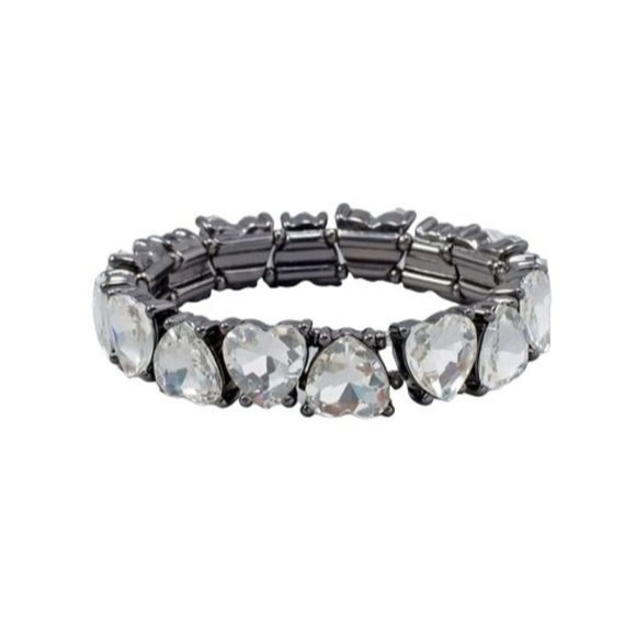 White House Black Market Jewelry - WHBM CLEAR CRYSTAL HEART BRACELET Demure NWT Love Casual